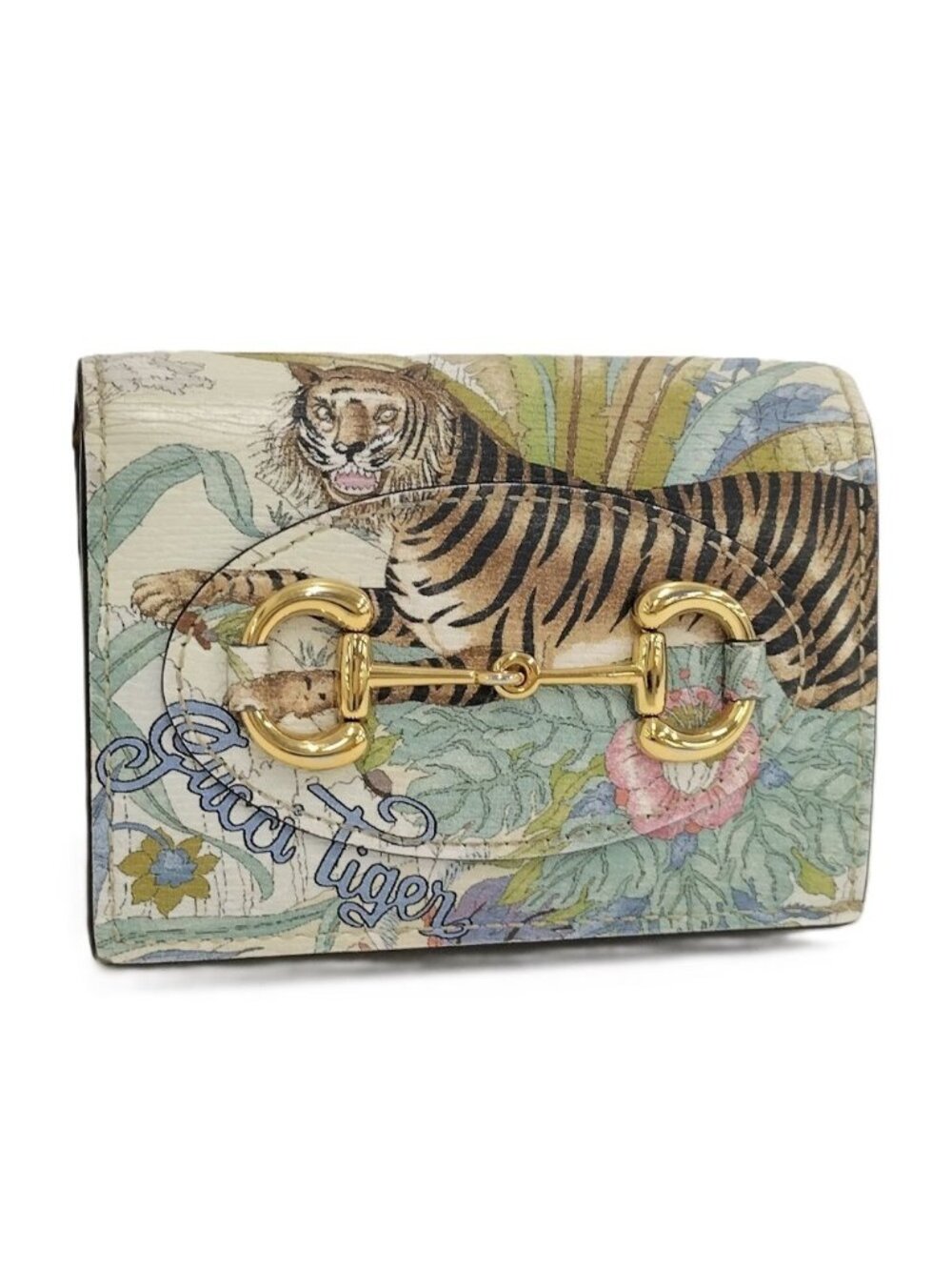 Gucci Compact Wallet Horsebit Tiger Multicolor